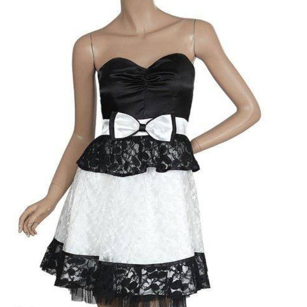 Black & White Strapless Dress